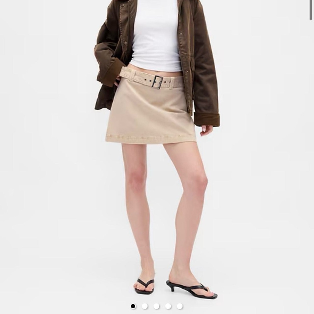 GAP Beige Belted Cotton Mini Skirt